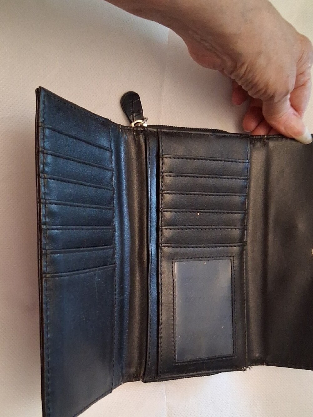 Prada Black Croc-Embossed Leather Flap Wallet with Logo Plaque - Picture 2 of 4